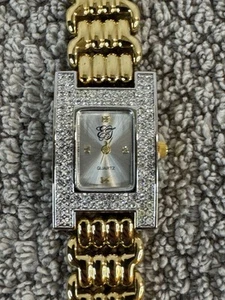 Vintage EJ Womens Watch Gold Tone Crystal Bezel Silver Dial New Battery - Picture 1 of 4