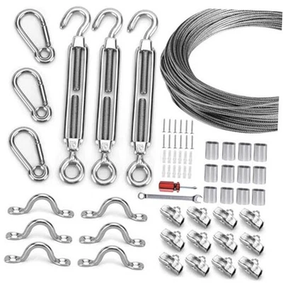 Kit de suspensión colgante de luz de cadena, cable guía de luz exterior, incluye 150 pies  Foto 1 de 4