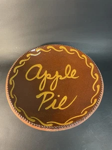 1983 CH Foltz PA Redware Cerámica “APPLE PIE” Plato para servir Plato 9” - Imagen 1 de 17