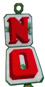 Vtg NOEL Plastic Canvas Needlepoint Christmas Wall Hanging Handmade 27" Long - Picture 1 of 5