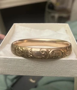 Vintage ACC 1-20 Gold Filled Bangle Swirls Paisley Rose Gold In Color - Picture 1 of 10