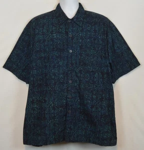 Johari West Hawaiian Shirt Mens XL Short Sleeve Button Up Batik Blue Tropical - Picture 1 of 11