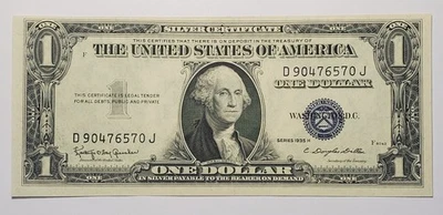 GEM Uncirculated 1935 H $1 Blue Seal Note, with "In God We Trust" on the Back - Image 1 of 2