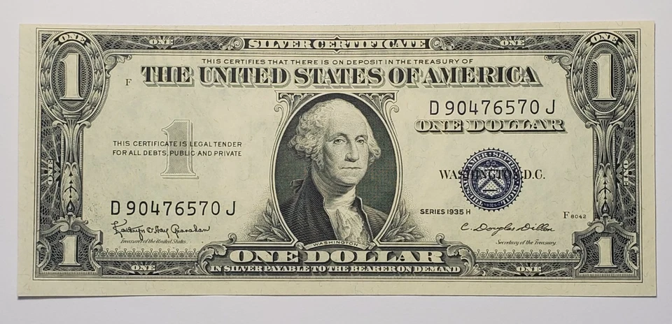 GEM Uncirculated 1935 H $1 Blue Seal Note, with "In God We Trust" on the Back - Image 1 of 2