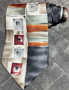 J. T. Beckett Silk Multicolor Abstract Men's Neck Tie 58"L X 4"W - Picture 1 of 8