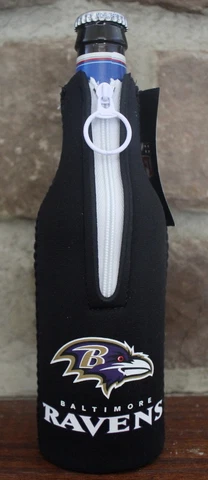 Baltimore Ravens Licensed NFL Bottle Koozie Zipper Football Beer huggie cooler Cover