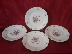 Schumann Bavaria Violette Dinner Plates with Platinum Trim - Set of 4 - Picture 1 of 5