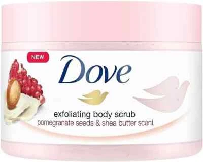 New Dove Exfoliating Body Scrub Pomegranate Seeds & Shea Butter Scent 225ml - Image 1 of 2