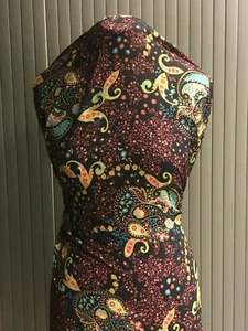 PAISLEY PRINT  MULTICOLOURED BUBBLE CREPE SUMMER FABRIC ~ 150CM WIDE  - Picture 1 of 4