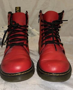 Stivali rossi Dr Marten Doc Martens in vernice misura 4 stringati zip airwair - Foto 1 di 8