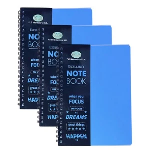 3 x A5 Notebook PP Cover 140 Pages Twin Wire Journal Ruled Office School Blue - Picture 1 of 10