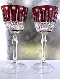 PAAR FABERGE RUBINROTE KRISTALL KING LOUISE / XENIA WEINGLÄSER, gemarkt - Bild 1 von 6