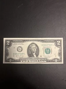 TWO DOLLAR STAR BILLS - UNCIRCULATED STAR NOTE (L00437937*) - Picture 1 of 2