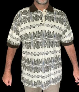 St. John's Bay Vintage Men's Shirt Large L Cotton Tiki Polo Surf Brown - Picture 1 of 9