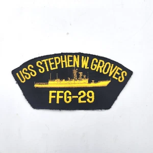 VTG USS Stephen W. Groves FFG-29 Naval Patch 6" x 3" Very Old Navy Patch VGUC - Picture 1 of 9