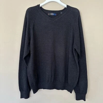 Callaway Golf $178 Men's XL 100% Merino Wool V-neck Sweater Dark Gray Luxury - Image 1 of 4