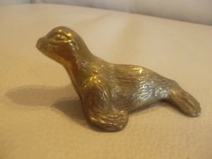 Solid Brass Miniature BABY SEAL/SEA LION, 3 1/2" Long/Wide! - Picture 1 of 12