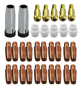 24KD MB24 MIG MAG Co2 Welding Torch Contact Tips .035" Conical Gas Nozzle 32pcs - Picture 1 of 5