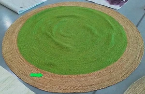 GREEN NATURAL 8'-0" x 8'-0" Broken Thread Rug Reduced Price 1172771878 NF801G-8R - Picture 1 of 4
