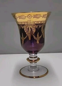 Interglass Italy lila Weinglas - Design 24K Gold handverziert - Bild 1 von 5