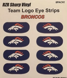 Paquete de 8 pegatinas faciales de vinilo juego de vinilo con logotipo del equipo de fútbol americano DENVER BRONCOS NFL - Imagen 1 de 1