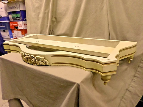 2125D Vtg Pelham Shell & Leckie Table Top Skirting Wood Ivory/Gold 39x17 EXC CON Cover