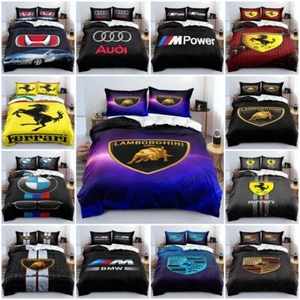 Sports Racing Car Duvet Cover Pillowcases Single Double Queen Bedding Set Gift - Picture 1 of 28