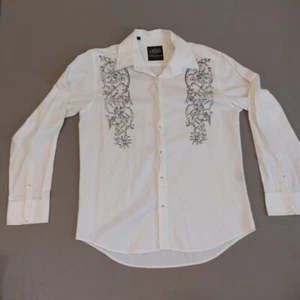 Structure Gaucho White Button Up Shirt 2xl  Long Sleeve Western Cowboy Casual - Picture 1 of 9
