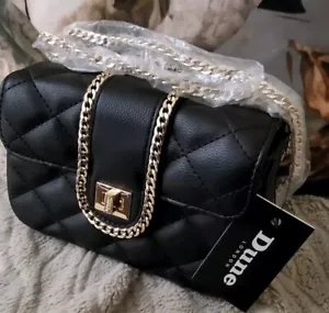 Dune London Women's Black Quilted Chain Trim Cross Body Bag Brand New With Tags - Picture 1 of 17