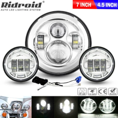 7-дюймовая светодиодная фара + противотуманные фары 4,5 дюйма для Yamaha V-Star XVS 650 950 1100 1300 - Изображение 1 из 4
