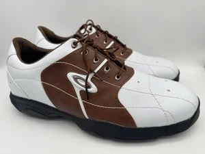 Oakley Men’s White and Brown Leather Lace Up Golf Shoes - Size 14 W - Picture 1 of 8