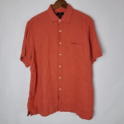 Club Room Luxury 100%-Linen Shirt Mens XL Red Button Up Short Sleeve 1 Pocket - Image 1 of 4