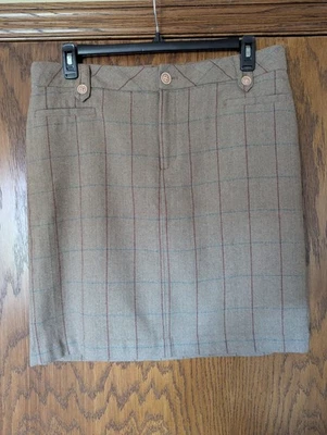 Falda lápiz Eddie Bauer de lana a cuadros por encima de la rodilla talla 14T Foto 1 de 4