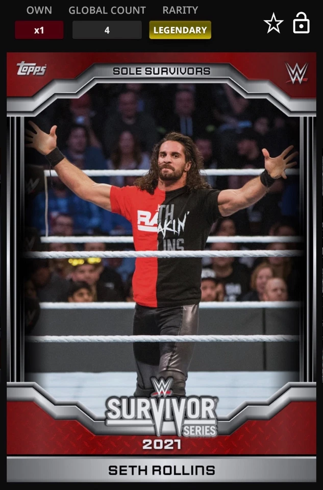 WWE Topps Slam Survivor Series DIGITAL Seth Rollins Legendary Red 5 CC - Image 1 of 1