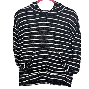 Sudadera con capucha a rayas de felpa suave y sexy blanca y negra American Eagle talla XS - Imagen 1 de 5