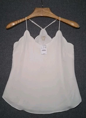 NUEVO J Crew Mujer Marfil Borde Festoneado Forrado Correa Cami Camisola Top Talla 0 Foto 1 de 4
