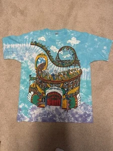 Grateful Dead Liquid Blue Vintage Roller Coaster Tee Shirt 1993 90s Tie Dye XL - Picture 1 of 7