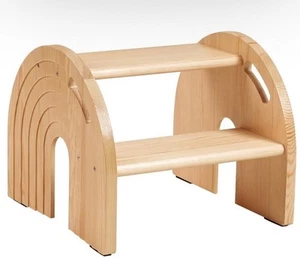 Sgabello 2 gradini in legno arcobaleno per bambini, con imbottitura antiscivolo di sicurezza e luce - Foto 1 di 11