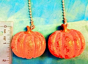 Set of Two ~ Large Pumpkin Orange 2D Fall Autumn Resin ~ Ceiling Fan Pulls - Picture 1 of 3