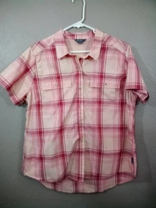 Eddie Bauer Shirt Womens XL Short Sleeve Rose Plaid Button Outdoor Lightweight - Picture 1 of 8