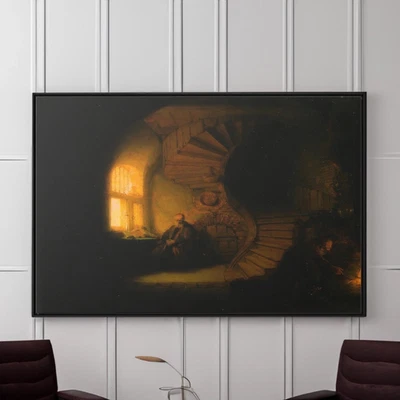 Rembrandt The Philosopher in Meditation Canvas/Poster Wall Art - Image 1 of 2