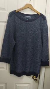 Karen Scott blau/metallic silber Damen Pullover, Gr. XL - Bild 1 von 9