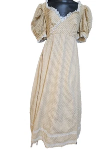 JANE AUSTEN RUST Regency Dress COTTON and lined UNDER 34" BUST  WITH FEATHER - Picture 1 of 7