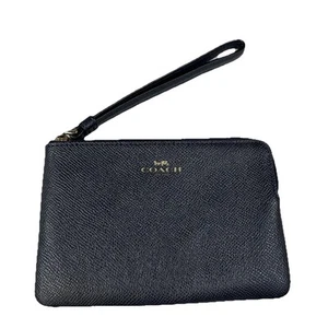 Coach Wristlet Clutch Corner Zip Solid Blue Pebbled Leather #3460 - Picture 1 of 9