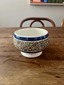Antique Mochaware Sand Decorated Pebbled Blue Banded Bowl Dish - Picture 1 of 9