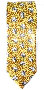 NEW TIE GRAY ELEPHANT ON YELLOW THAI SILK S NECKTIE HANDMADE TIES MEN - Picture 1 of 5