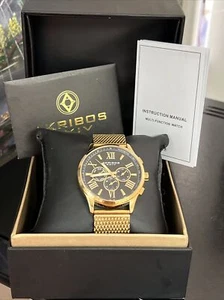New AKRIBOS XXIV Men's Luxury Watch AK844YGB Gold Chronograph Multi Function - Picture 1 of 10