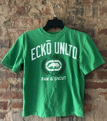🔥ECKO UNLTD - Camiseta cruda y sin cortar - Niños mediana - Verde / Rinoceronte 🦏 Foto 1 de 4