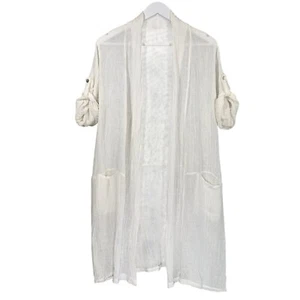 Made in Italy Cardigan Linen Cotton Size UK10 Gauze Cheese Cloth Lagenlook Beach - Picture 1 of 17
