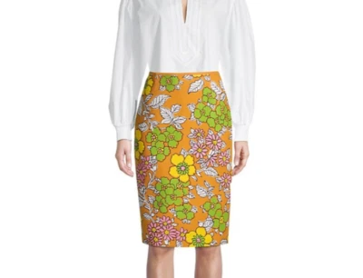Tory Burch Printed Twill Pencil Skirt Wallpaper Floral Size 4 (New)  $428 Foto 1 de 4